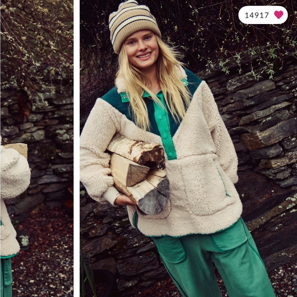 FP Movement by Free People Sherpa Fleece Jacket Fall To Rise Fleece Quarter Snap